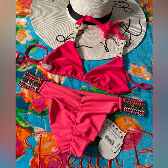 Beach Bunny Hot Pink Bikini called Belize Beauty or POP that xl top/L bottoms - Picture 10 of 16